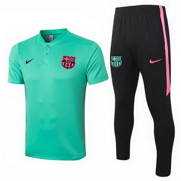 Polo Barcelona Conjunto Completo 2020 2021 Verde Negro